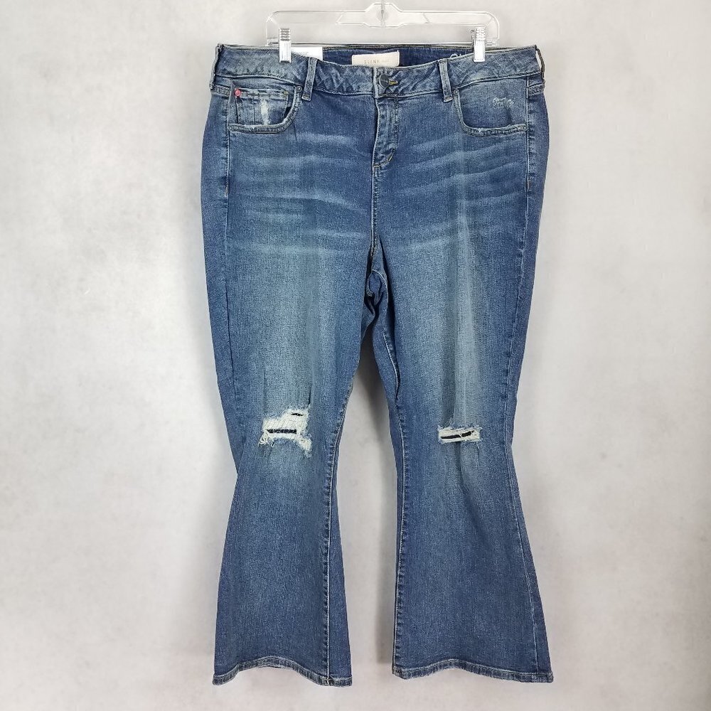 Slink Boot Cut Jeans Size 18 Curvy Denim Distressed Erica Blue Wash Ripped Boho